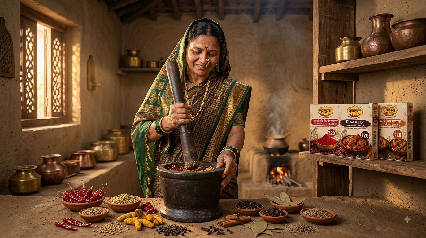 Traditional Maharashtrian spice preparation for Rajkala Masale